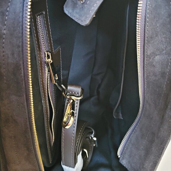 Cuir Rose Italy Genuine Leather Shoulder Messenger Bag, Brown Leather Suede Bag - Picture 6 of 8